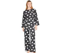 GISELA x Peanuts Pigiama Donna Invernale in Cotone Interlock - Set Maglia e Pantaloni Larghi a Pois - Collezione Peanuts Art. 20330 (IT, Testo, XL, Regular, Regular, Antracite)