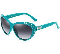 Giselle Graziosi occhiali da sole per bambini in stile retrò, occhi di gatto, con strass, per ragazze e bambini, età 6-14 anni, Verde acqua, One size fits most