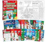gisgfim 24 mini libri da colorare di Natale per feste bomboniere gioco sfidante include labirinto punto a punto, ricerca di parole scramble per età 4-12 anni calza natalizia Goodie Bag Stuffers