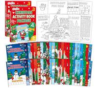 gisgfim 48 mini libri da colorare di Natale per le feste, gioco sfidante, include labirinto punto a punto, ricerca di parole scramble per età 4-12 anni, calza natalizia Goodie Bag Stuffers