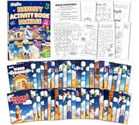 gisgfim 48 mini libri di attività per presepe di Natale, per bambini dai 4 ai 12 anni, mini libro da colorare di Natale, labirinto, parole, scramble, altro, per religioni, feste, sacchetti di regalo