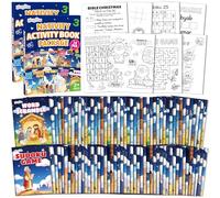 gisgfim 96 mini libri di attività della natività di Natale, per bambini dai 4 ai 12 anni, mini libro da colorare di Natale, labirinto, parole, scramble di più, per religioni, feste, sacchetti di