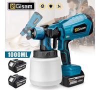 Gisha 1000ML Pistola a spruzzo elettrica Home Cordless Spruzzatore di vernice HVLP Auto Mobili Rivestimento in acciaio Aerografo per Makita 18V Batteria Pi