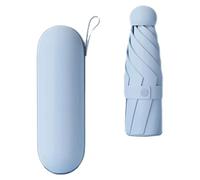 Gishbjka 1 Mini Ombrello Anti-UV per Giornate di Sole e, Portatile con Rivestimento UV e 6 Stecche Rinforzate BLU