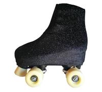 GISI Danza Copripattini in Velluto e Glitter Argento per Pattinaggio - Taglie dal 34 alla 42-100% Made in Italy (S - Misura Pattini 34/36, Nero)