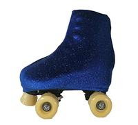 GISI Danza Copripattini in Velluto e Glitter Argento per Pattinaggio - Taglie dal 34 alla 42-100% Made in Italy (S - Misura Pattini 34/36, Blu)