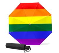 GISPOG Ombrello pieghevole automatico, bandiera Lgbt impermeabile compatto sole e pioggia ombrello da viaggio per donne e uomini, Colore unico, Taglia unica