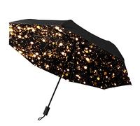 GISPOG Ombrello pieghevole automatico, con stelle luminose glitterate, impermeabili, compatti per sole e pioggia, Colore unico, Taglia unica
