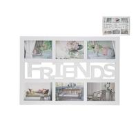 Gissed Cornice portafoto multipla con testo 'Friends', 6 spazi per foto, colore bianco
