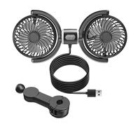 Gissroys 1 Set di due ventole USB per il sedile posteriore con recupero regolabile e tre velocità per camion, SUV, auto, due ventole USB