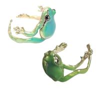 Gissroys 2 pezzi appariscenti rana fogliame anelli anallergici per le dita, misura regolabile, accessorio elegante per uomini e donne blu rane verde