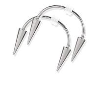 Gissroys 2x/set Semplici a Cerchio Per Labbra 16g Argento Per Denti Da Vampiro Borchie a Spillo in Acciaio Chirurgico Gioielli Penetranti Per Corpo Decora Denti Da Vampiro a Spillo