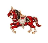 Gissroys Accessorio versatile portachiavi con segno zodiacale cinese cavalli strass realizzati in lega resistente alla ruggine per stile e funzionalità regalo per l'anno del cavallo, Colore: rosso