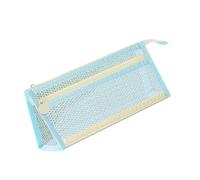 Gissroys Astuccio Estetico Doppio Strato Portapenne Grande Capacità Sacchetto Matita Clear Matita Case Ufficio Scuola Forniture Chiaro Doppio Strato Mesh Sacchetto Per Gli Studenti, blu