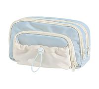 Gissroys Astuccio per matite scolastiche di grande capacità Astuccio portapenne Estetico per pennarelli Forniture artistiche Conservazione per studenti Organizzatori multistrato Scatola, blu