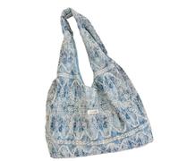 Gissroys Borsa da donna Estetica Borsa Borsa a tracolla riutilizzabile in tela per la spesa, libro di lavoro, grande capacità, telo da spiaggia, asciugamano riutilizzabile, Blu, taglia unica