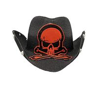 Gissroys Cappello di paglia punk leggero da uomo e donna, traspirante, cappello da cowboy con ricamo, cappello a teschio, cappello western per adulti, cappello da uomo con corda antiscivolo, grande