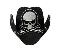 Gissroys Cappello di paglia punk leggero da uomo e donna, traspirante, cappello da cowboy con ricamo, cappello a teschio, cappello western per adulti, cappello da uomo con corda antiscivolo, grande