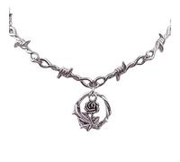 Gissroys Collana con ciondolo a forma di rosa a spina di pesce gotico classico con fiore di vite a spina dorsale Y2K gioielli punk hip hop