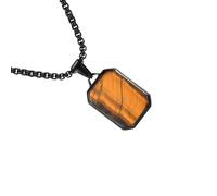 Gissroys Collana moderna in acciaio inossidabile da uomo con ciondolo geometrico rettangolare gioielli per il collo adatto per l'uso quotidiano Catena con ciondolo in acciaio inossidabile, Misura