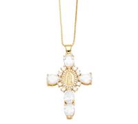 Gissroys Collana Sacra Madre Crosses Elegante Collana di Diamanti Con Croci Ciondolo Per Assemblee Alla Moda, Taglia unica, come descritto, come descritto