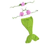 Gissroys Costume da neonato a maglia per il comfort e la sicurezza nella fotografia del bambino copricapo traspirante con fiore al petto Costume per la fotografia del bambino