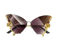 Gissroys Diamante Farfalla Occhiali Da Sole Donne Senza Bordo Piccolo Viso Farfalla Occhiali Da Sole Donne Senza Bordo, Gradient Gray, taglia unica