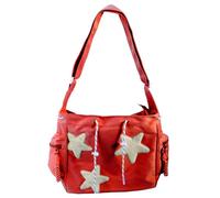 Gissroys Donne All-matching Estetica Crossbody Bag Star Pattern Spalla Studente Scuola Grande Capacità Messaggeri Donne Star Pattern Messenger Grande Capacità Spalla Crossbody, Rosso