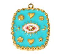 Gissroys Elegante ciondolo a forma di cuore con occhio geometrico a mano in acciaio inox, 11 scelte alla moda, ciondolo geometrico a forma di occhio, Misura unica, come descritto, come descritto