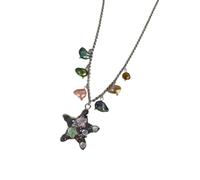 Gissroys Elegante collana con stella a 5 punti, design retrò con ciondolo marino, catena in lega, gioiello da indossare tutti i giorni, gioiello moderno vintage