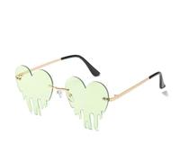 Gissroys Elegante Cuore Gocciante Occhiali Da Sole Relgenless Occhiali Per Uso Quotidiano Occhiali Per Concerti E Eventi Notte Gli Occhiali Di Moda Raccolta, verde, taglia unica