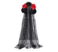 Gissroys Fascia per capelli messicani con fiori, corone, veli, giorno dei morti, copricapo per Halloween con teschio di zucchero per feste e costumi Dia De Los Muerto