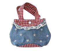 Gissroys Feminine Jeans Borsa a mano con motivo a plaid retrò e decorativo in pizzo, per diverse occasioni, con dettagli in pizzo, a