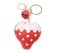Gissroys Grazioso portachiavi con campane di fragola, robusta lavorazione in pelle per una rapida identificazione in tasche, portachiavi fragola vivace accessorio per gioielli, Colore: rosso, Taglia