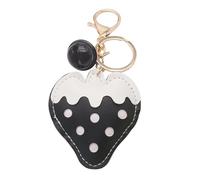 Gissroys Grazioso portachiavi con campane di fragola, robusta lavorazione in pelle per una rapida identificazione in tasche, portachiavi fragola vivace accessorio per gioielli, Nero , Taglia unica