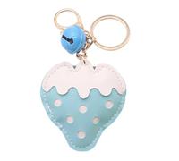 Gissroys Grazioso portachiavi con campane di fragola, robusta lavorazione in pelle per una rapida identificazione in tasche, portachiavi fragola vivace accessorio per gioielli, Blu, Taglia unica