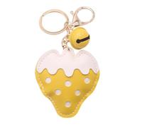 Gissroys Grazioso portachiavi con campane di fragola, robusta lavorazione in pelle per una rapida identificazione in tasche, portachiavi fragola vivace accessorio per gioielli, giallo., Taglia unica