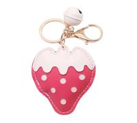 Gissroys Grazioso portachiavi con campane di fragola, robusta lavorazione in pelle per una rapida identificazione in tasche, portachiavi fragola vivace accessorio per gioielli, Rosa rosso, Taglia