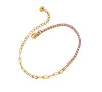 Gissroys Lunghezza personalizzabile a forma di cuore zirconia in acciaio inossidabile premium per pelli sensibili usura quotidiana gioielli leggeri regolabili per le donne, Misura unica, come