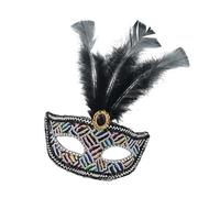 Gissroys Maschera in maschera da donna con strass piumati veneziani, feste, serate, ballo, Halloween, cosplay, costumi
