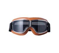 Gissroys Occhiali da casco vintage da moto occhiali da sole occhiali da casco vintage in pelle per ciclismo, antipolvere, antivento