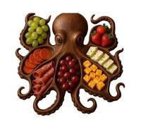 Gissroys Piatto per salsicce in legno, 8 tentacoli, design decorativo, antipasto, per frutti di mare e feste a tema, tagliere in legno