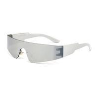 Gissroys Punk Sportivo Occhiali Da Sole Trendsetters Per Vacanza Vestito Futuristico Gioco di Ruolo Tonalità Rock Futuristico Telaio, Montatura Argento Bianco M