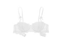 Gissroys Reggiseno a balconcino da donna con effetto push up 1/2 coppa reggiseno in pizzo con ferretto taglio basso fiocchi mensola bralette lingerie pizzo mensola, bianco, C