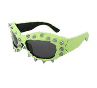 Gissroys Rivetti Sporty Occhiali Da Sole Luce Alla Moda Toni Per Piattaforme di Viaggio Festival Musica Ombra Fotografia Fornitura Moda Donna, Verde fluorescente, taglia unica