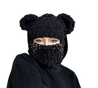 Gissroys Sciarpa a orecchie d'orso Halloween Party divertente maschera con cappuccio invernale calda maschera con cappuccio