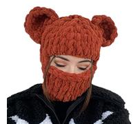 Gissroys Sciarpa a orecchie d'orso Halloween Party divertente maschera con cappuccio invernale calda maschera con cappuccio