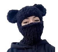 Gissroys Sciarpa a orecchie d'orso Halloween Party divertente maschera con cappuccio invernale calda maschera con cappuccio