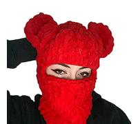 Gissroys Sciarpa a orecchie d'orso Halloween Party divertente maschera con cappuccio invernale calda maschera con cappuccio