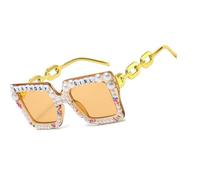 Gissroys Tonalità Oversize Per Ragazze Compleanno Vintage Shades Obiettivo Hip Hop Telaio Leggero Perline Lenti Colorate Moda Perle Abbellite, e, taglia unica